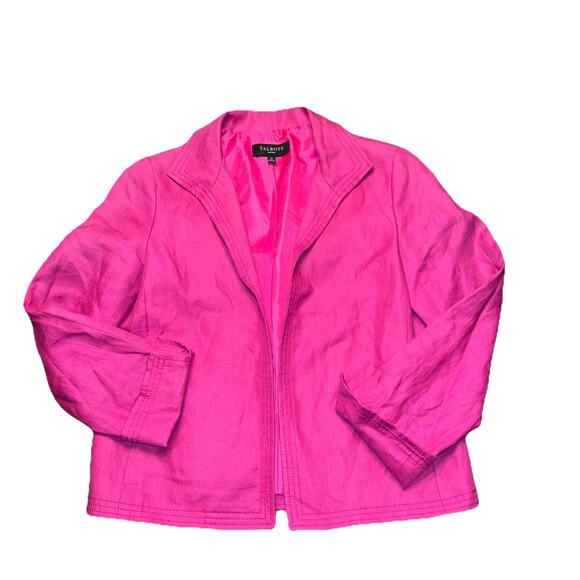 Talbots Size 2 P Linen Blazer Jacket Pink Open Front Professional Lined - Picture 1 of 5